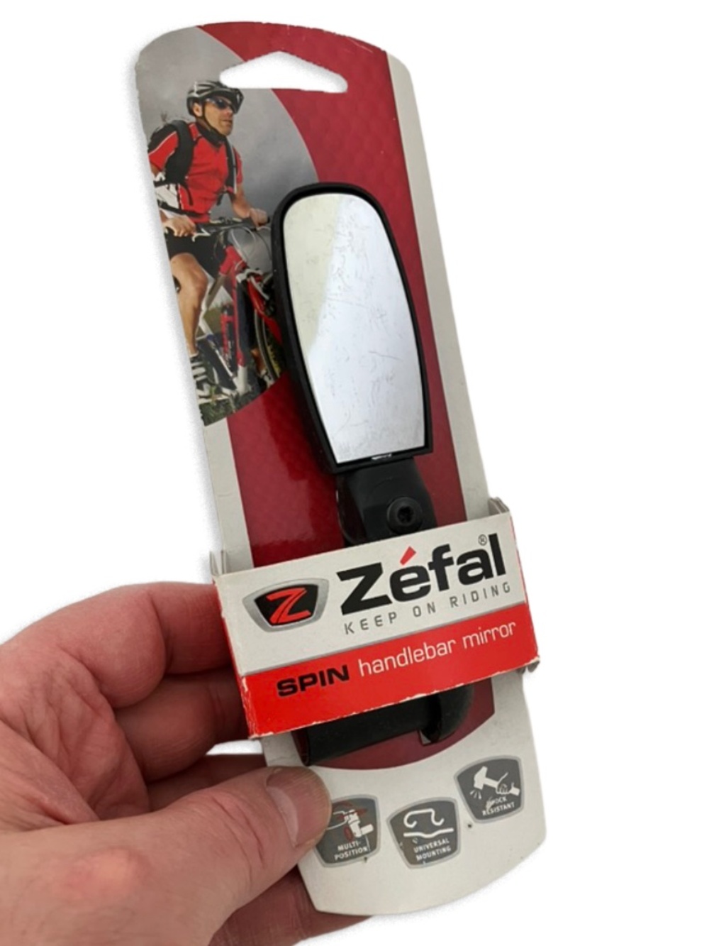 Zéfal Spin Handlebar Mirror in Black and Red